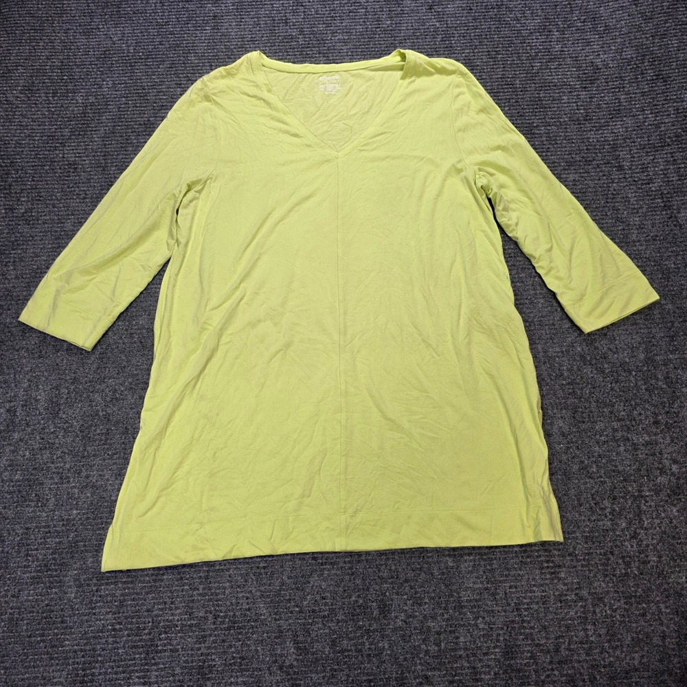 Chicos The Ultimate Tee Women's Size 2 (L) Green V-Neck Pima Cotton Modal Blend